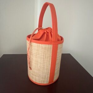 Neiman Marcus Orange and Tan Bucket Bag